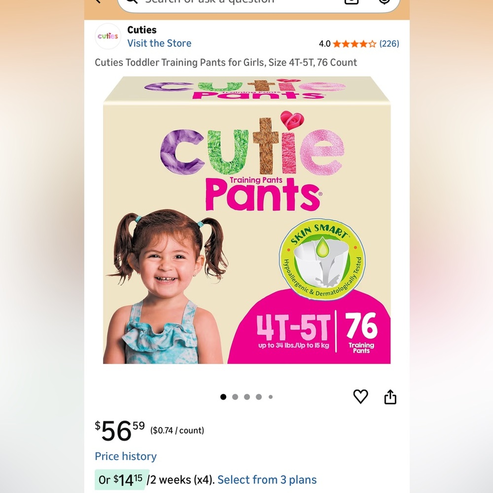 2 Boxes of Cuties Toddler Training‎ Pants Pull Ups Undies 4T-5T